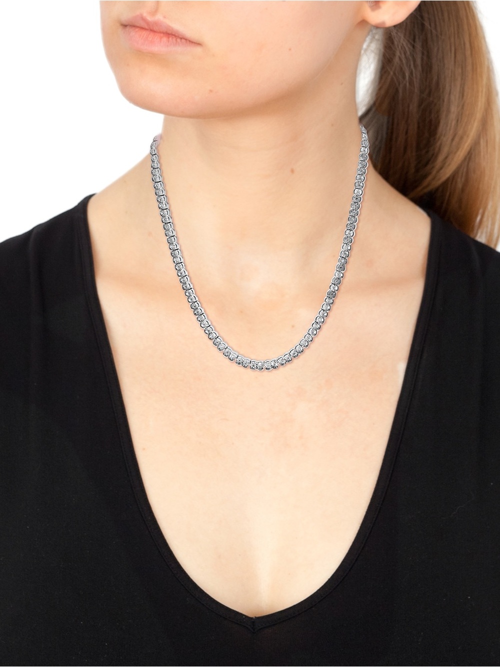 NWT EFFY Reflection Sterling Silver & Diamond Tennis Necklace